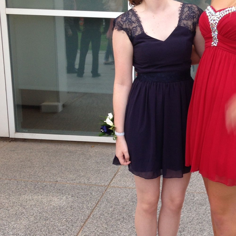 Navy Blue Short Formal Homecoming Dress